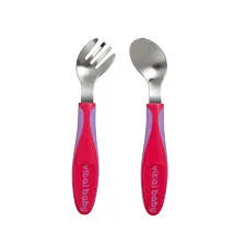 Vital Baby Grown Up Angled Cutlery Pop Pink - 2 Piece