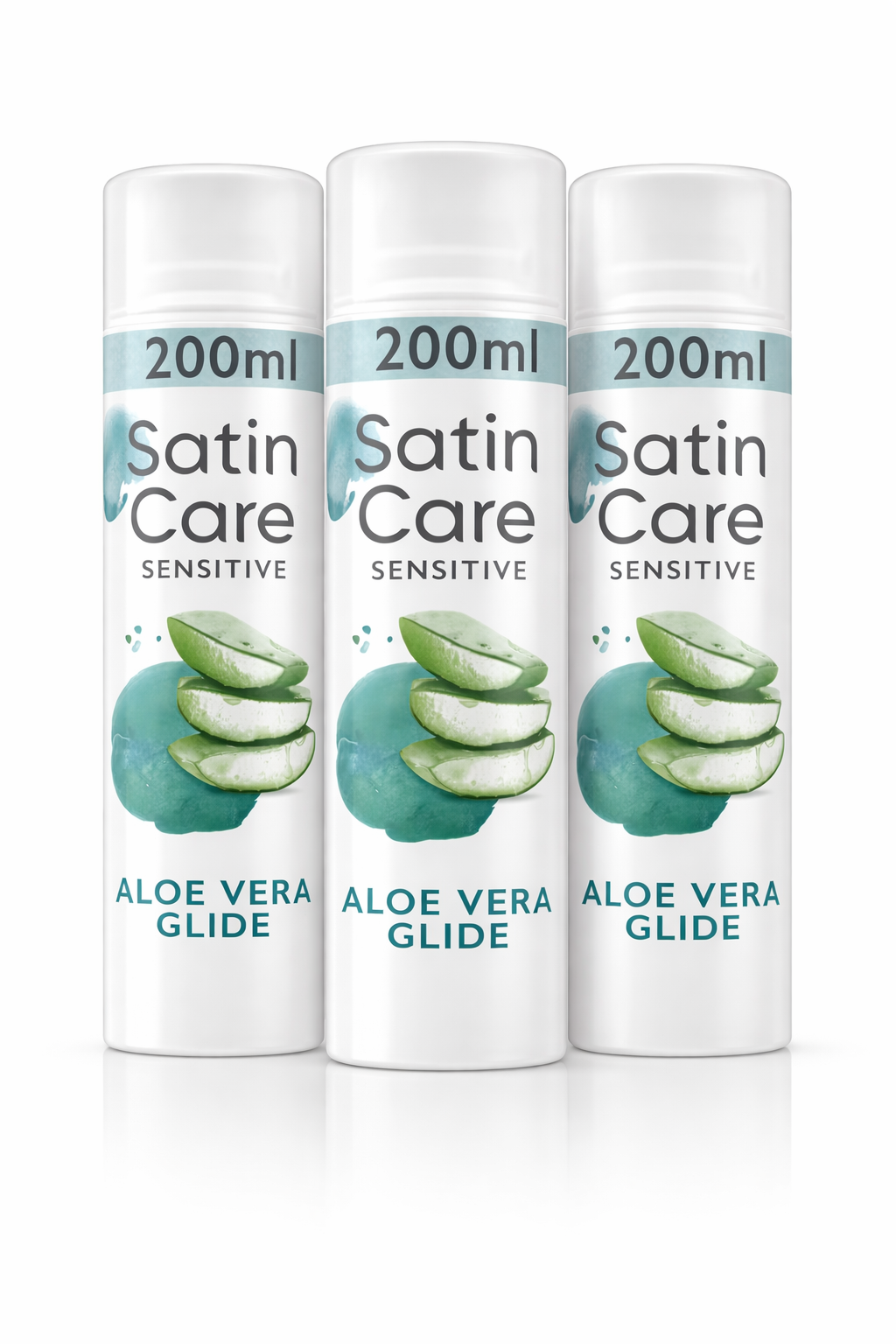 Gilette Women Satin Care Shaving Gel Aloe Vera Sensitve - 200ml x 3