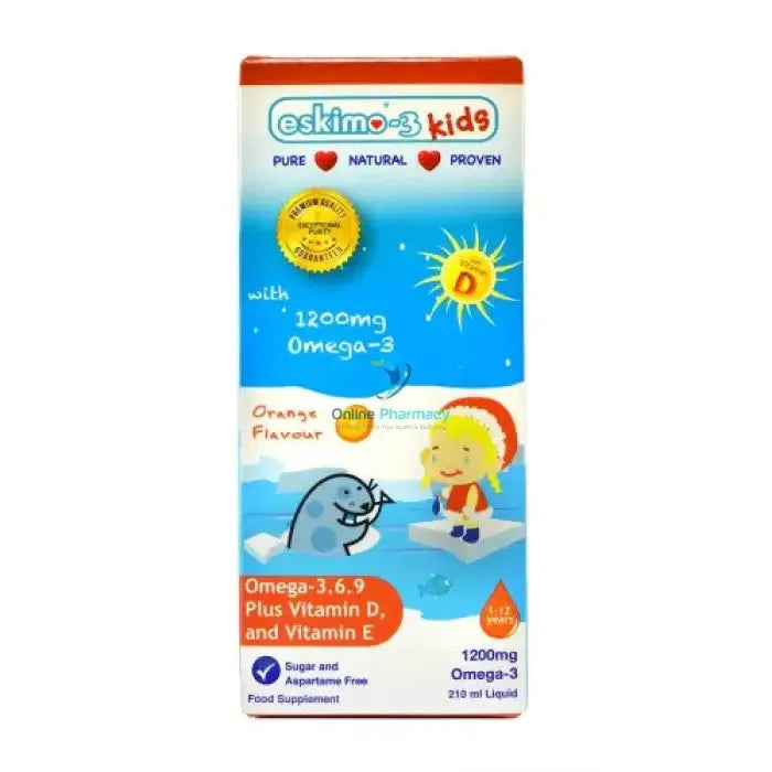 Eskimo-3 Kids Omega 3-6-9 with Vit D & Vit E - 210ml Orange