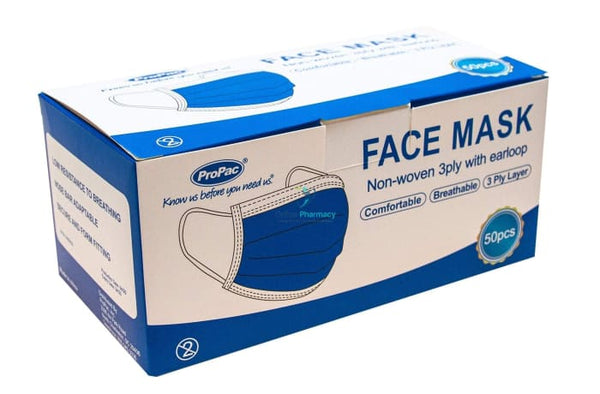 Facemasks - 3 Layer Disposable Medical Masks (50 Pack) - OnlinePharmacy