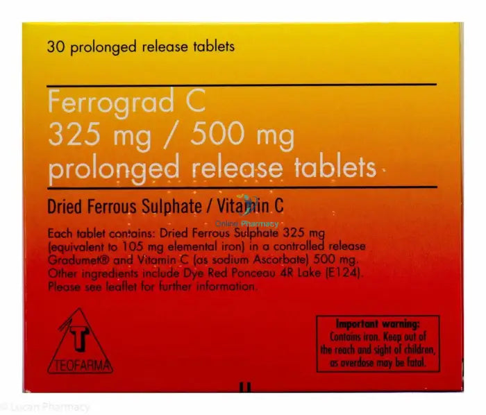 Ferrograd Iron & Vitamin C Tablets - 30 Pack - OnlinePharmacy