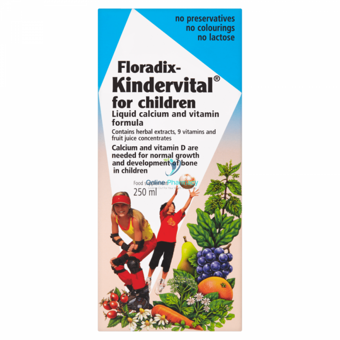 Floradix Kindervital Calcium and Vitamin Formula for Children - 250ml - OnlinePharmacy