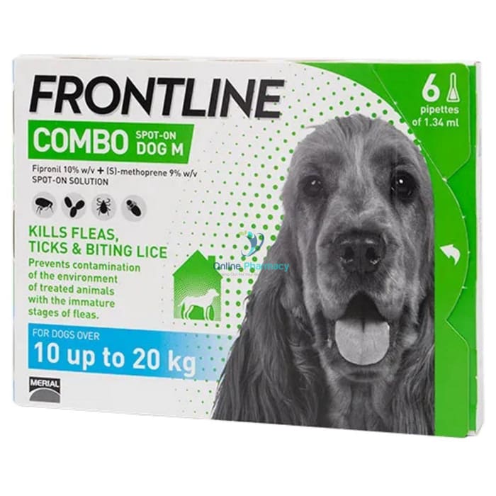 Frontline Combo Spot-on Treatment for Medium Dogs (10-20kg) - Treat Fleas and Ticks - OnlinePharmacy
