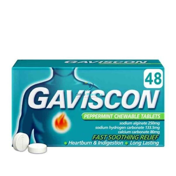 Gaviscon Chewable Tablet Peppermint - 24/48 Pack - OnlinePharmacy