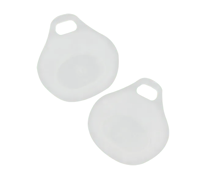 Two white Neat Feat Gel Metatarsal Pads side by side, showcasing their soft, cushioned design for front foot pain prevention and support.