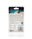 Back of the Neat Feat Gel Toe Ring Padding and Protection packaging, mostly white with black text detailing product information, usage instructions, and benefits.