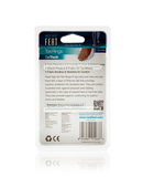 Back of the Neat Feat Gel Toe Ring Padding and Protection packaging, mostly white with black text detailing product information, usage instructions, and benefits.