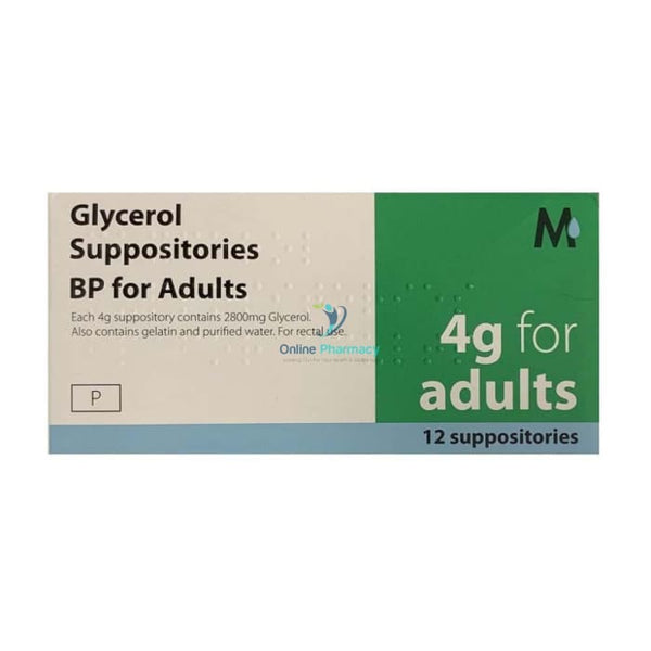 Glycerol 4g Suppositories For Adults - 12 Pack - OnlinePharmacy