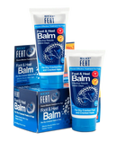 Heel Balm 120g Mega Pack for dry, cracked feet, in mostly navy blue packaging. The box contains two tubes, with one tube sitting on top, featuring clear product information and a focus on hydration and repair for dry, cracked skin.
