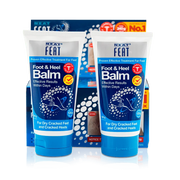 Heel Balm 120g Mega Pack for dry, cracked feet, in mostly navy blue packaging. The box contains two tubes, with clear product information and a focus on hydration and repair for dry, cracked skin.