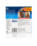 Back of the Neat Feat Heel Balm 120g box, featuring product details, directions, and ingredients with navy blue and white accents.