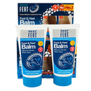Heel Balm 75g Twin Pack for dry, cracked feet, in mostly navy blue packaging. The box contains two tubes, with clear product information and a focus on hydration and repair for dry, cracked skin