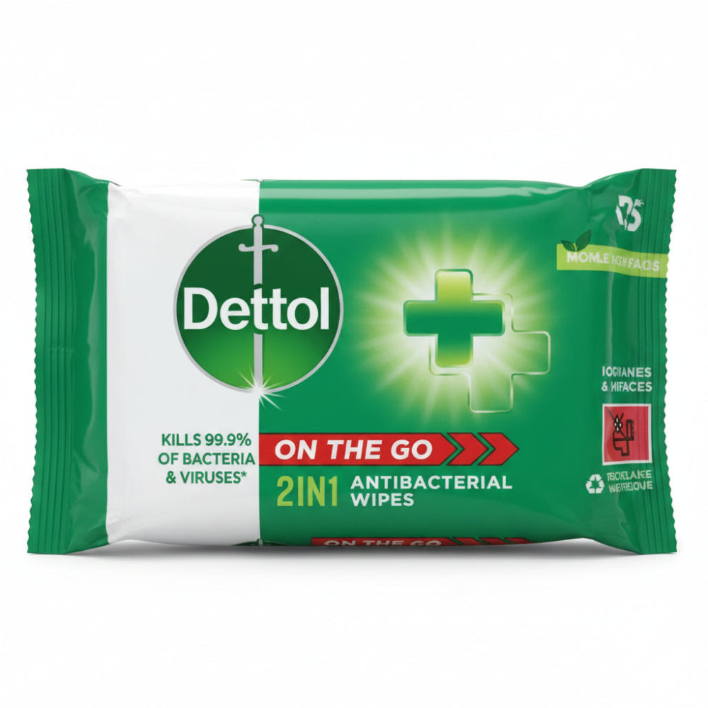 Dettol 2 in 1 Antibacterial Wipes  - 15 Pack