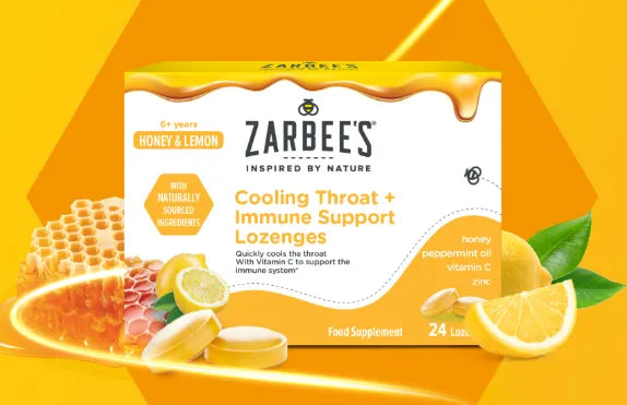 Zarbee’s Cooling Throat + Immune Support Lozenges Honey & Lemon - 24 Pack