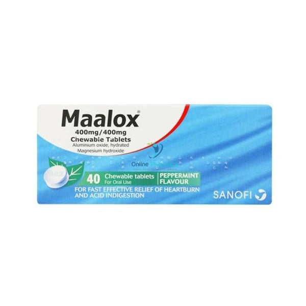 Maalox Chewable Tablets Peppermint Flavour - 40 Pack - OnlinePharmacy