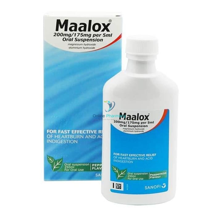 Maalox Oral Suspension Peppermint Flavour - 250ml - OnlinePharmacy