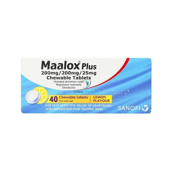 Maalox Plus Chewable Tablets Lemon Flavour - 40 Pack - OnlinePharmacy
