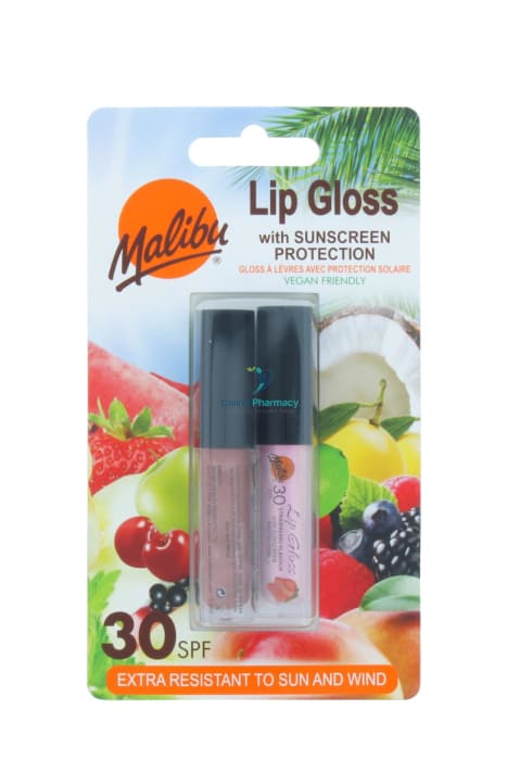 Malibu Spf 30 Strawberry And Coconut Lip Gloss - 2 Pack