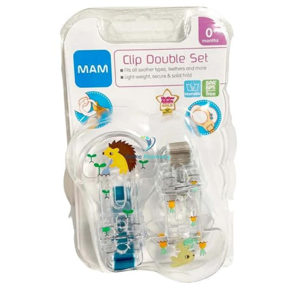 Mam Clip Double Set 0+Months - Blue Baby Soothers