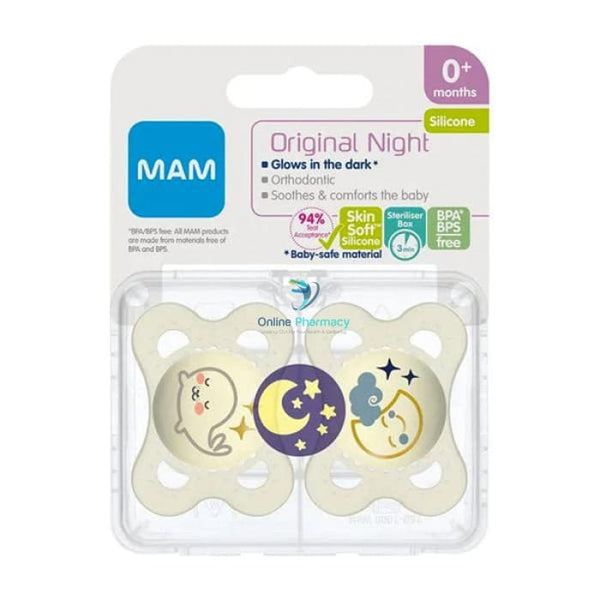 Mam Original Night Glows In The Dark Dummies - 2 Pack Baby Soothers