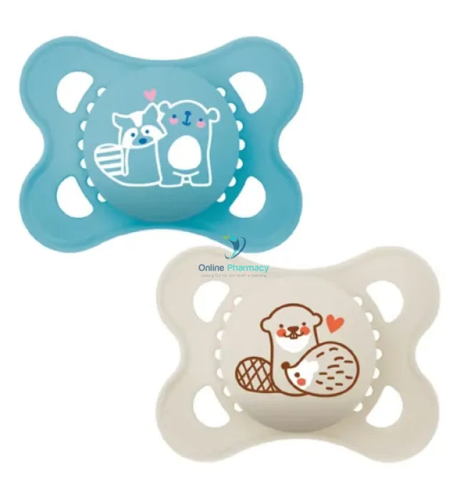 Mam Pure Original Dummies 2 - 6 Months - 2 Pack Blue Baby Soothers