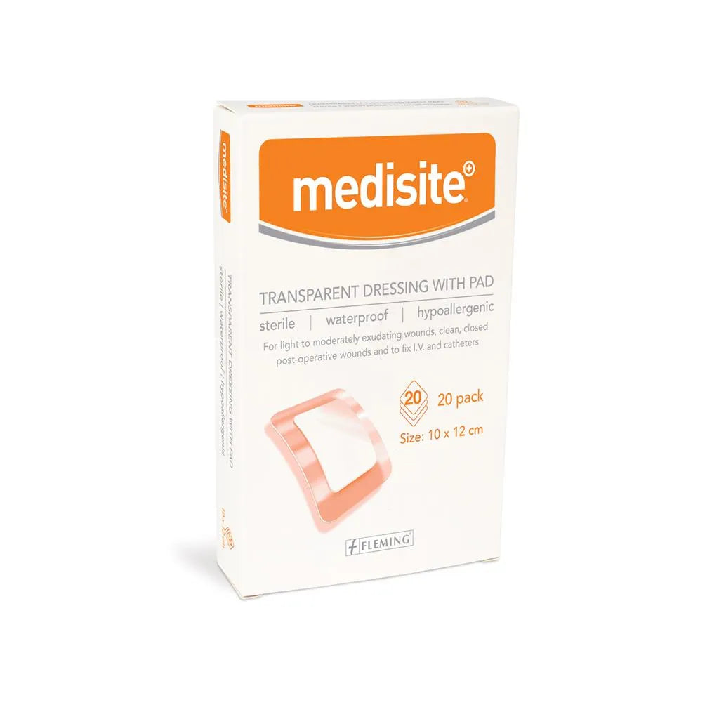 Medisite Transparent Dressing with Pad  10 X 12cm (box of 20)