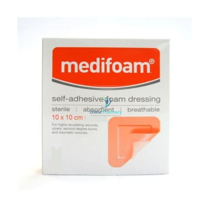 Medifoam Adhesive Foam Dressing (Box of 5) 10cm x 10cm - OnlinePharmacy