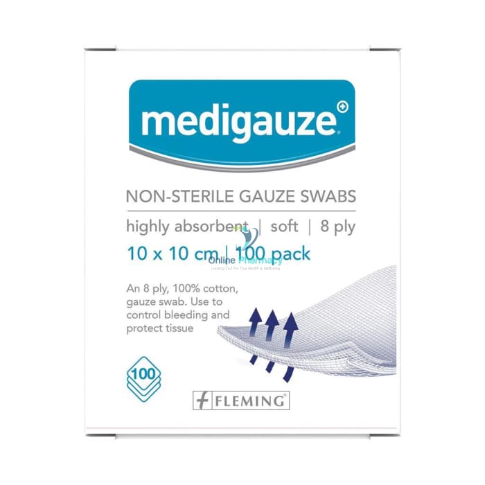 Medigauze Non-Sterile Gauze Swabs - 10cm x 10cm (100 Pack) - OnlinePharmacy