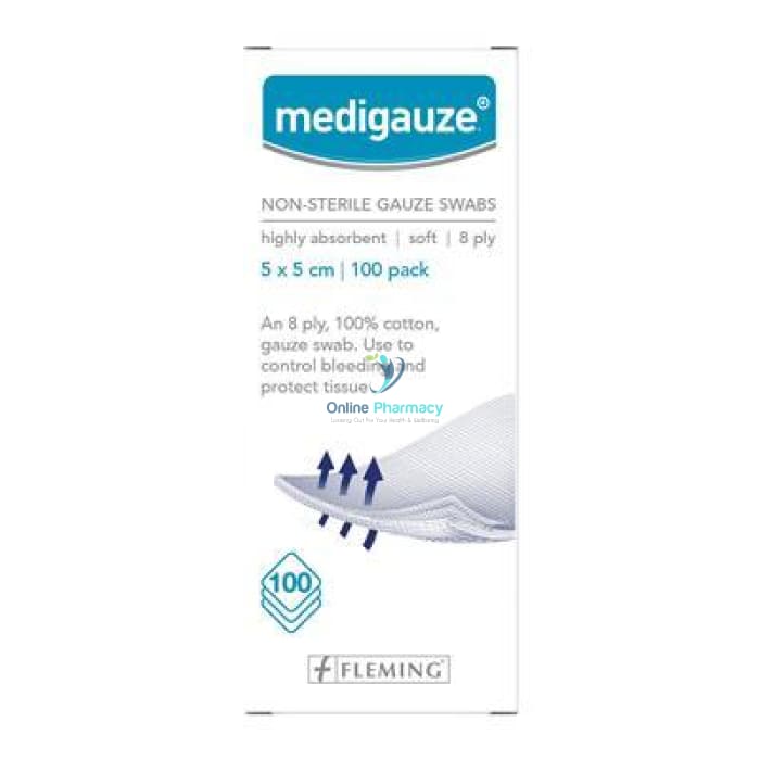 Medigauze Non-Sterile Gauze Swabs - 5cm x 5cm (100 Pack) - OnlinePharmacy