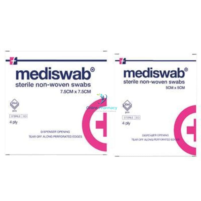 Mediswab Sterile Non Woven Swab 7.5cm x 7.5cm (20X5's) - OnlinePharmacy