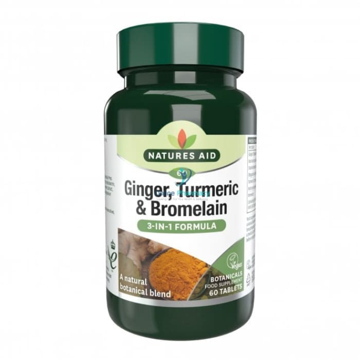 Natures Aid Ginger, Turmeric & Bromelain - 60 Pack - OnlinePharmacy