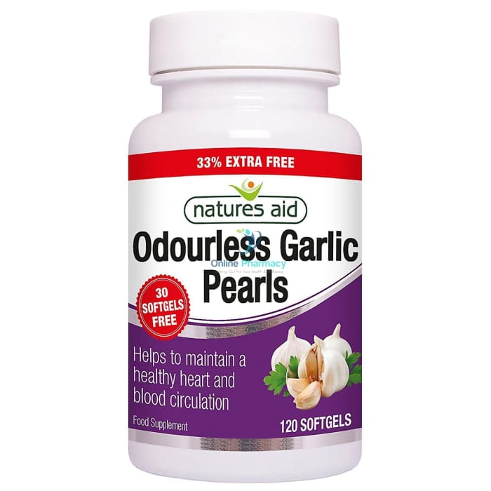 Natures Aid Odourless Garlic Pearls - 120 Pack - OnlinePharmacy