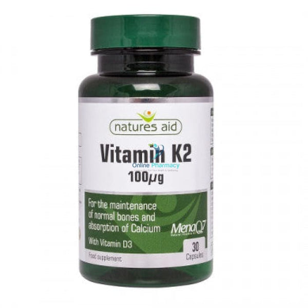 Natures Aid Vitamin K2 MenaQ7 with Vitamin D3 - 30 Pack - OnlinePharmacy