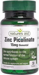 Natures Aid Zinc Picolinate 15Mg Elemental - 30 Pack Vitamins & Supplements