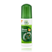 Neat Feat Natural Shoe Deodorizer with a white bottle, green label, and green cap, designed to eliminate odours and freshen shoes naturally.