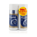 Neat Feat Foot & Shoe Powder twin pack standing upright in white tubes with blue, gold, and silver labels, featuring a large yellow 'Value Pack' label.