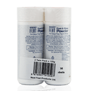 Back of Neat Feat Foot & Shoe Powder twin pack, showing mostly white packaging with blue text, logos, and a barcode.