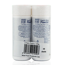Back of Neat Feat Foot & Shoe Powder twin pack, showing mostly white packaging with blue text, logos, and a barcode.