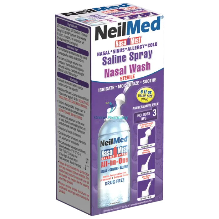 NeilMed Nasamist Saline Spray Nasal Wash - 177ml - OnlinePharmacy