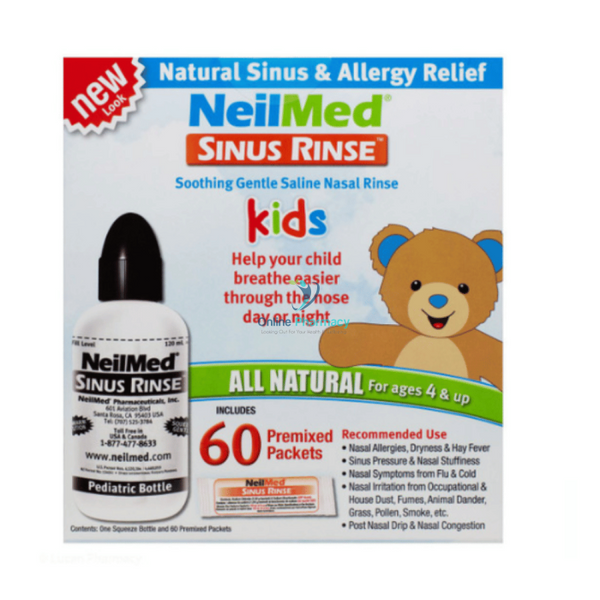 Neilmed Paediatric Starter Kit - 120Ml Bottle And 60 Premixed Sachets Saline Nasal Spray & Drops
