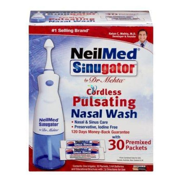NeilMed Sinugator - Cordless Pulsating Nasal Wash 30 Premixed Sachets - OnlinePharmacy