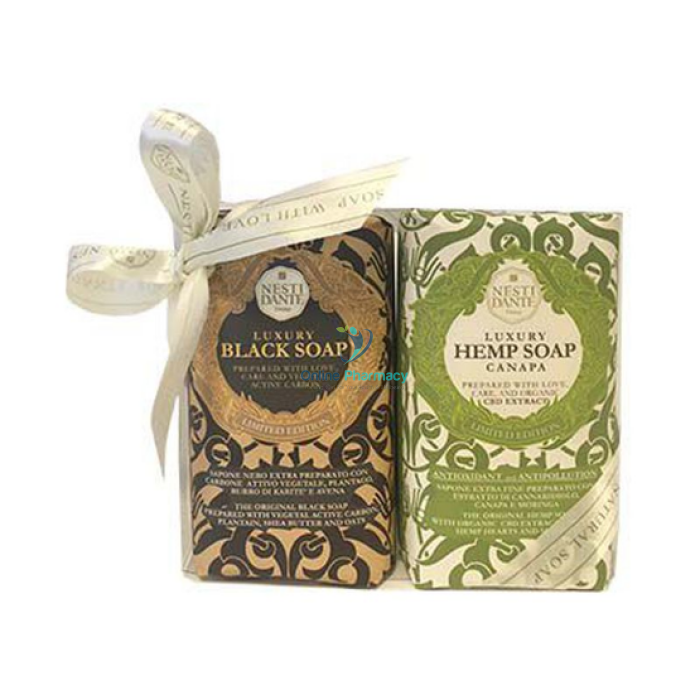 Nesti Dante Luxury Black & Hemp Soap Set 2X250G Gift Sets
