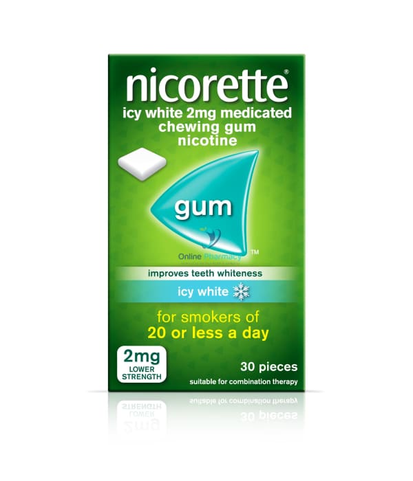 Nicorette Icy White Gum 2Mg - 30/210 Pack 30 Nicotine