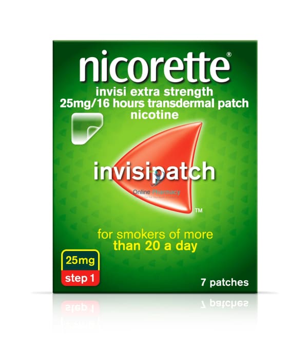 Nicorette Invisi Extra Strength 25mg Step 1 Patches 7/14 Pack - OnlinePharmacy