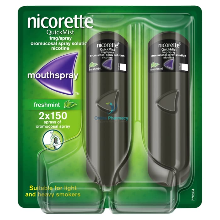Nicorette Quickmist Freshmint 1Mg/Spray - Double Pack Nicotine Quickmist & Inhaler