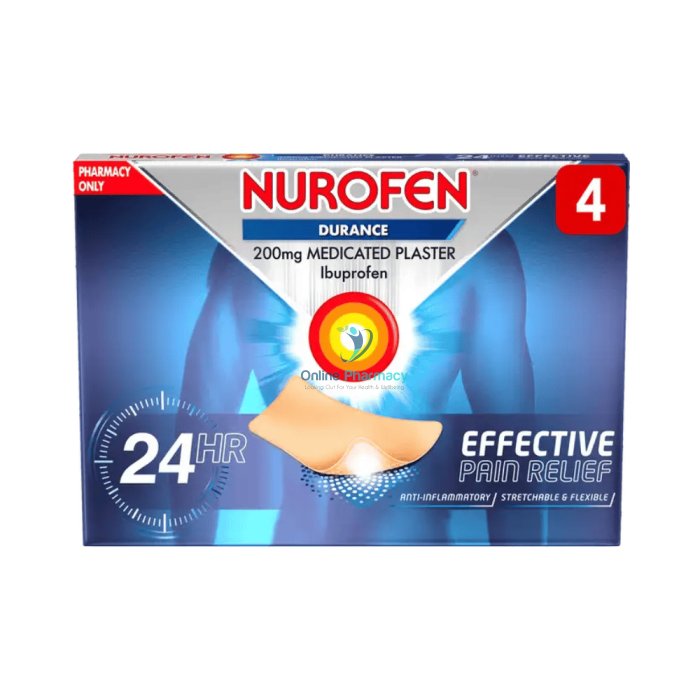 Nurofen Durance Ibuprofen 200g Medicated Plaster - 2/4 Pack