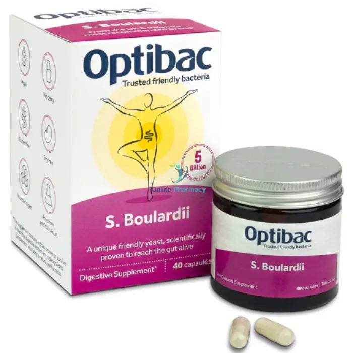 Optibac Saccharomyces Boulardii - 40 Caps Probiotics & Digestive Health