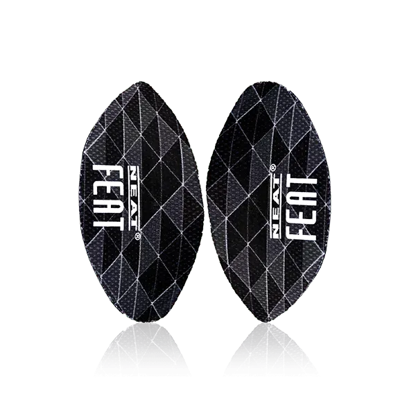 Top view of the Neat Feat Platinum Series Arch Cushions. The design is mostly black and grey, with the white Neat Feat logo prominently displayed for a sleek and professional look.