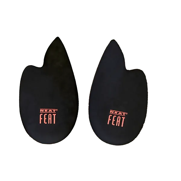 Platinum Series Spur Pads for Pressure Relief and Inflammation, shown without packaging. The spur pads are black with a peach-coloured logo, designed to provide pressure relief and reduce inflammation.