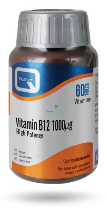 Quest Vitamin B12 1000mcg - 60/90 Tabs - OnlinePharmacy